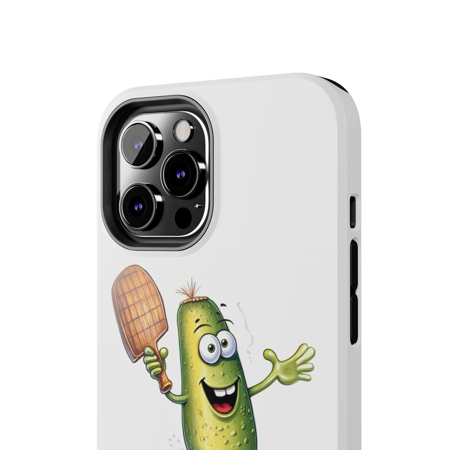 Pickle Player Action: Cartoon Swinging Pickleball Paddle - Sporty Charm - Tough Phone Cases