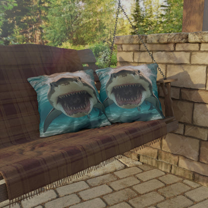 Bull Shark: River Monster Menace - Realistic Dark Water Predator - Outdoor Pillows