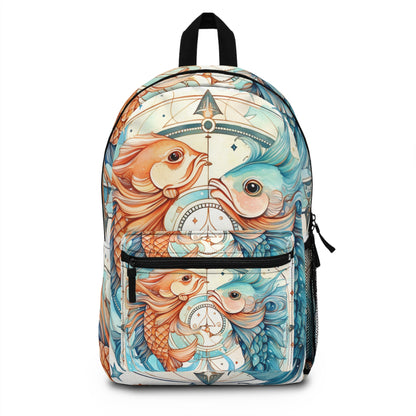 Pisces Zodiac Horoscope - Starry Watercolor & Ink, Hyper-Detailed Fish Backpack