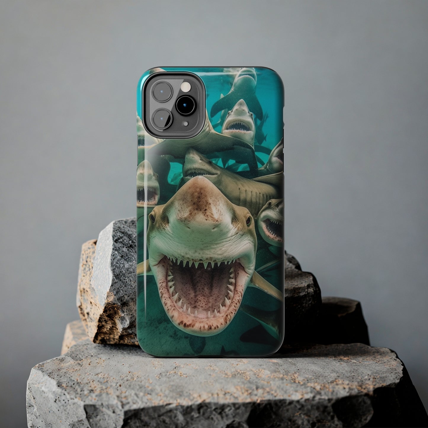 Laughing Lemon Sharks: Joyful Sea Jaws Ocean Deep - Tough Phone Cases