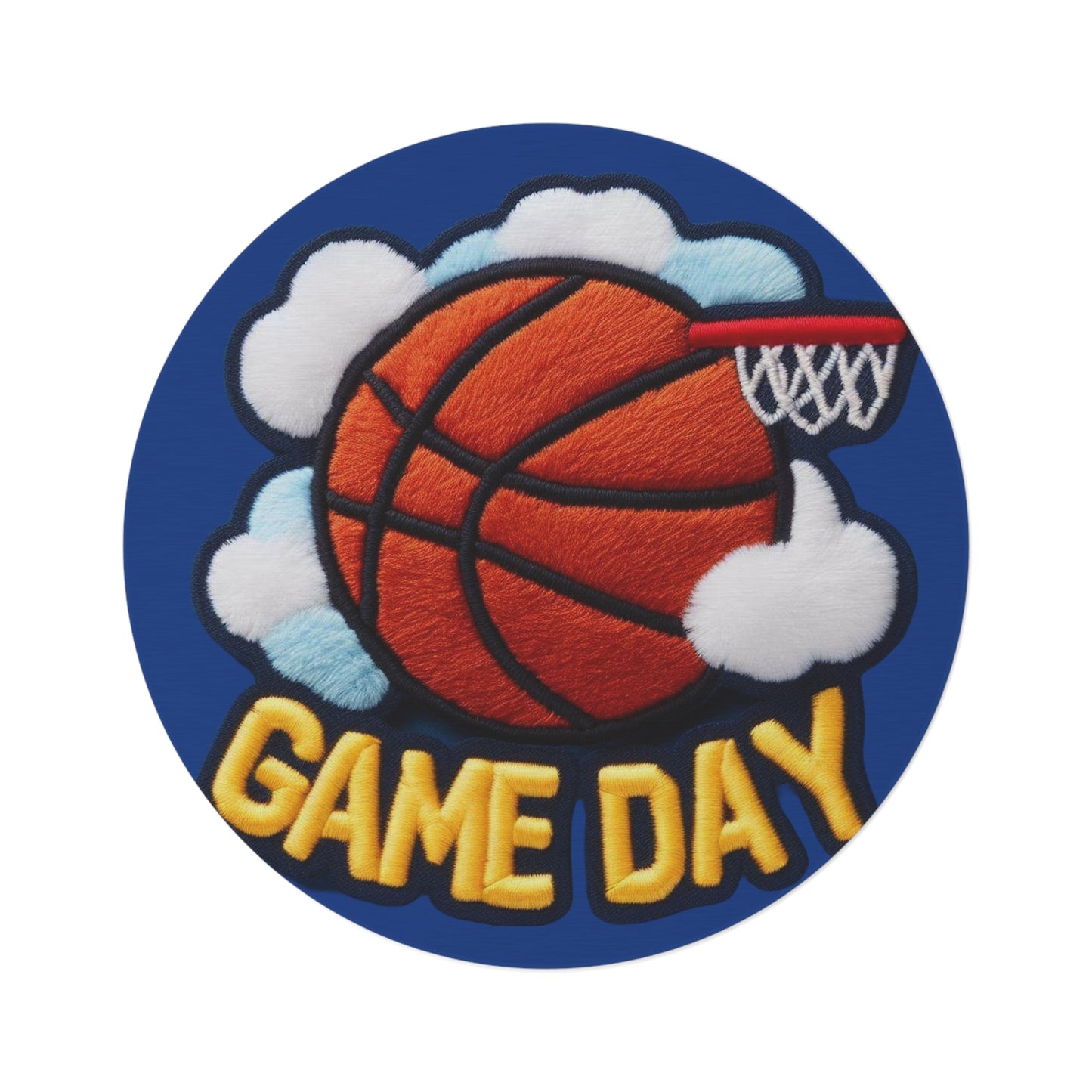 Basketball Game Day, Chenille Patch Graphic, Round Rug