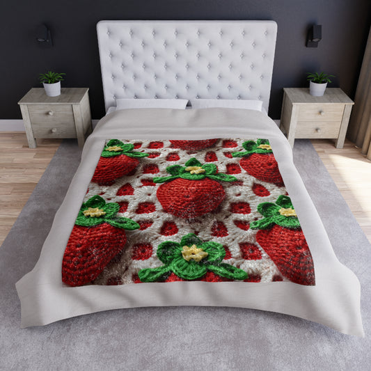 Strawberry Crochet Pattern - Amigurumi Strawberries - Fruit Design for Home and Gifts - Crushed Velvet Blanket