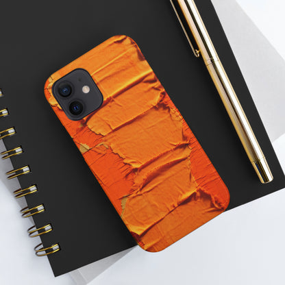 Fiery Citrus Orange: Edgy Distressed, Denim-Inspired Fabric - Tough Phone Cases