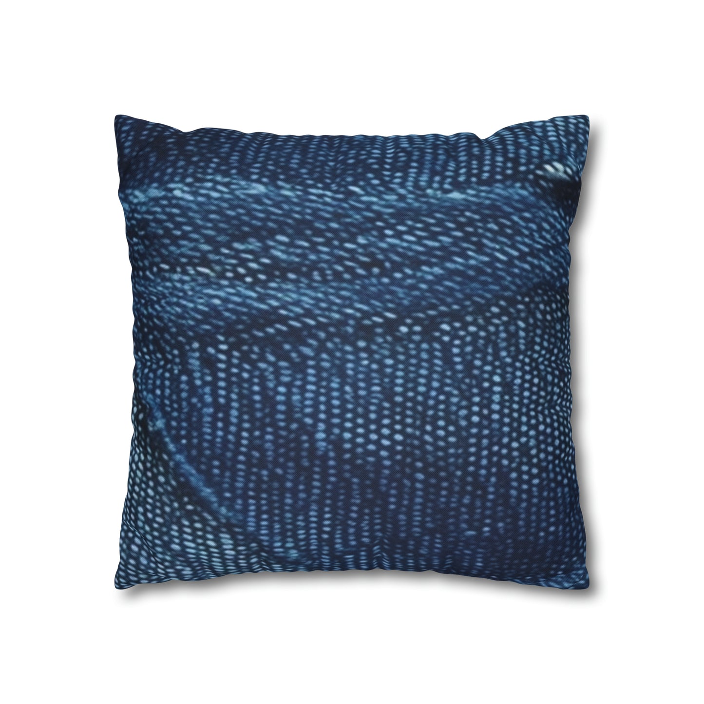 Dark Blue: Distressed Denim-Inspired Fabric Design - Spun Polyester Square Pillow Case