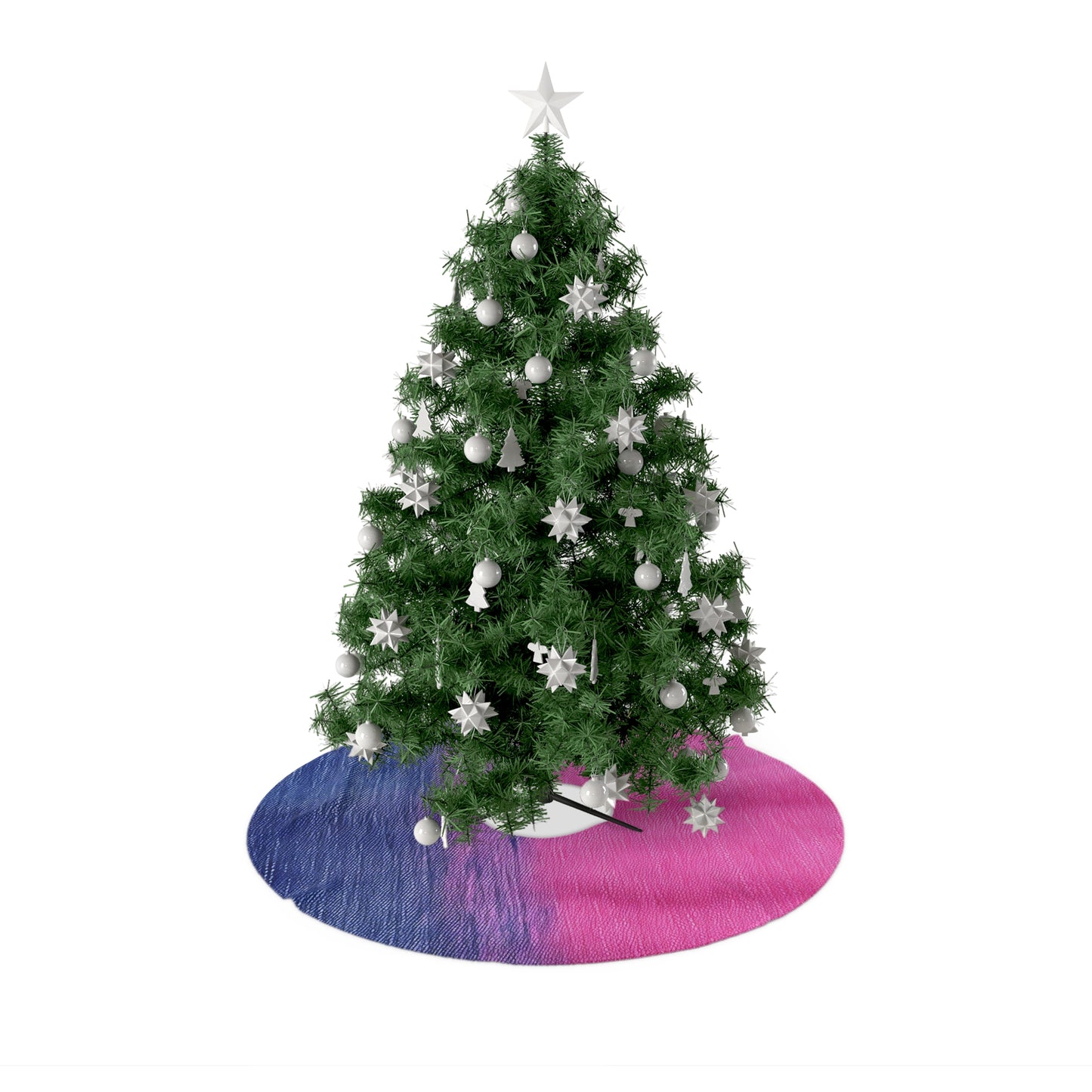 Dual Delight: Half-and-Half Pink & Blue Denim Daydream - Christmas Tree Skirts