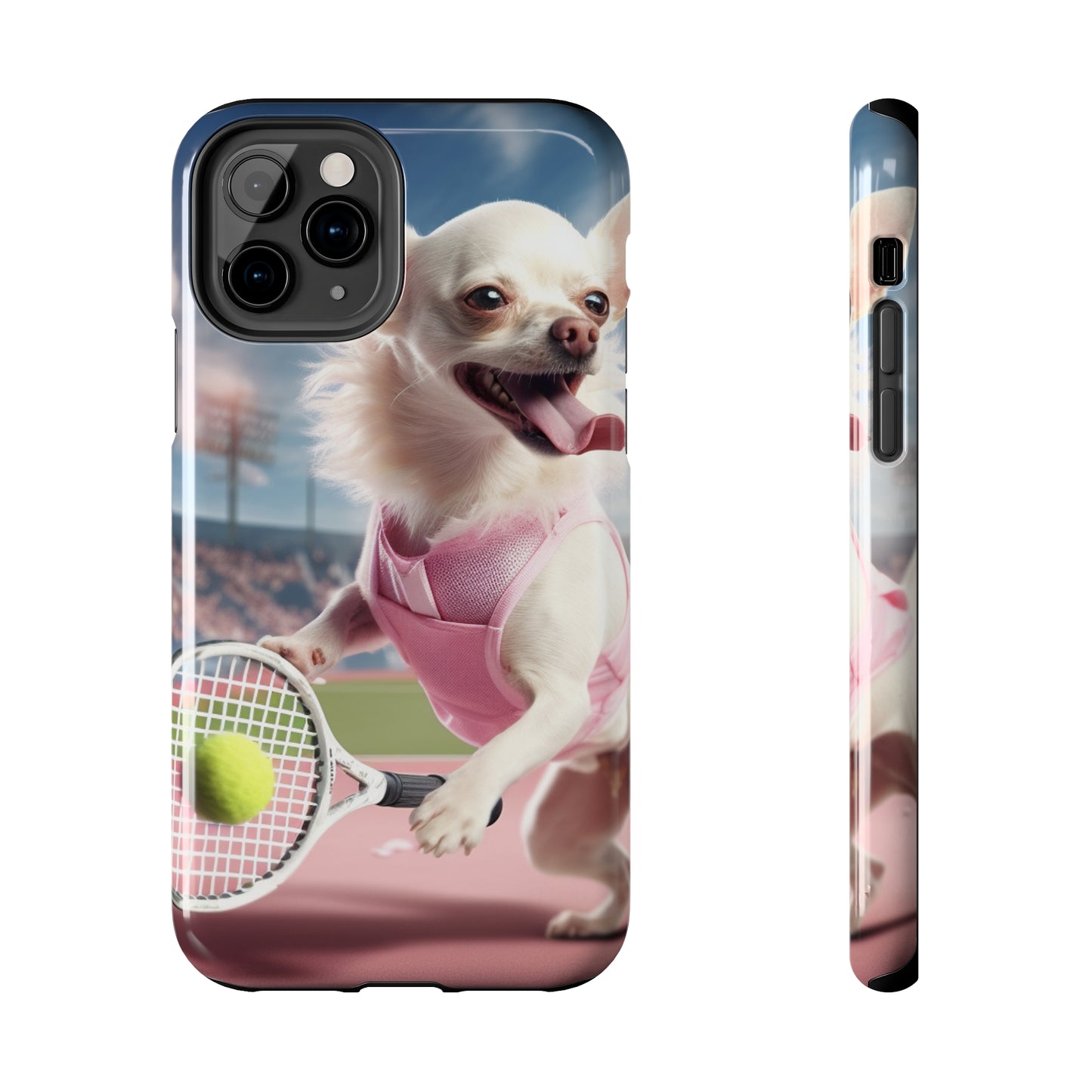 Chihuahua Tennis Ace: Dog Pink Outfit, Court Atheletic Sport Game - Tough Phone Cases