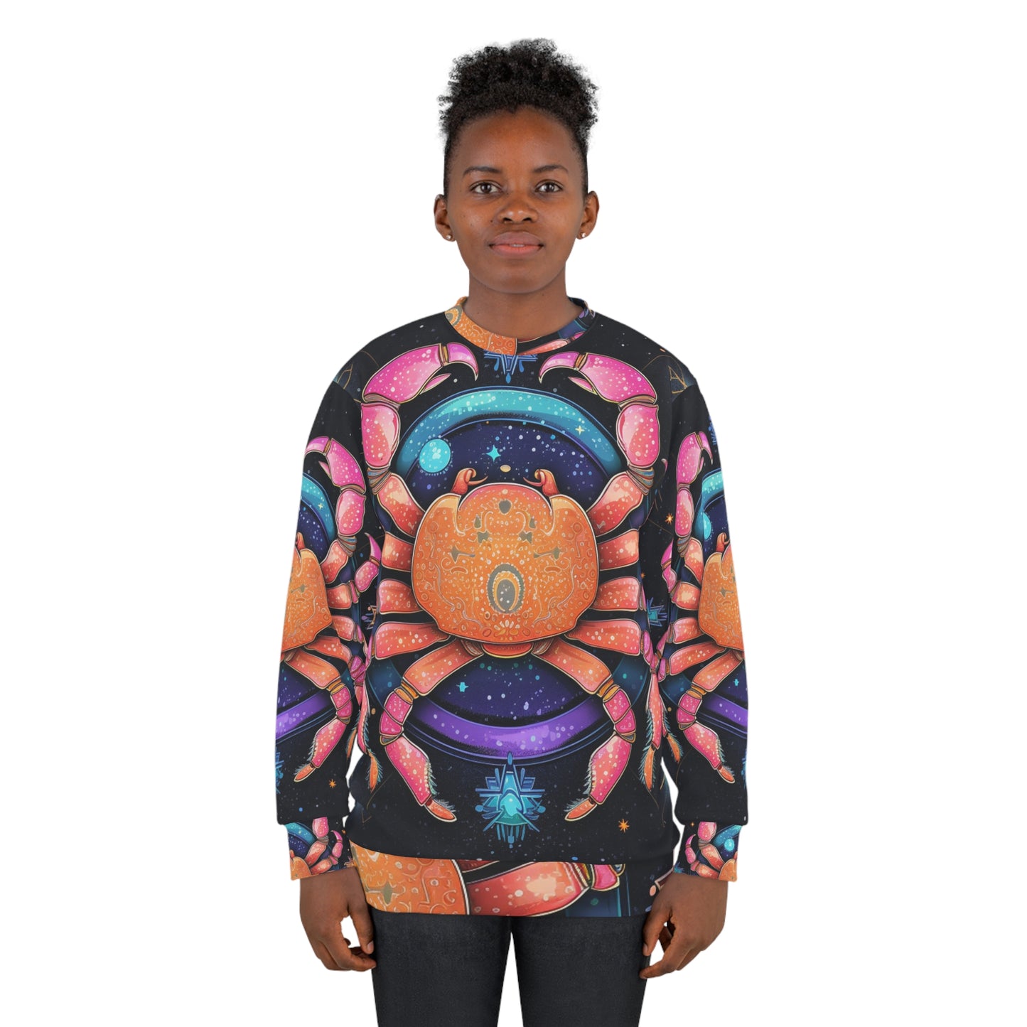 Cangrejo celestial arcoíris - Arte vibrante del signo del zodíaco del cáncer - Sudadera unisex (AOP) 