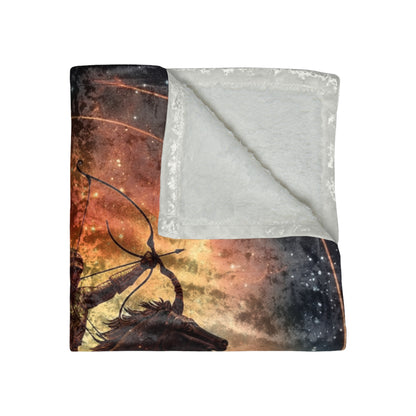 Sagittarius Constellation Totem - Archer in Action Zodiac Symbol - Crushed Velvet Blanket