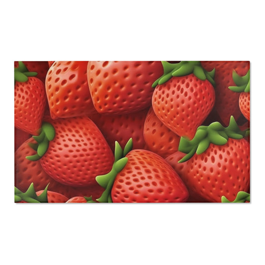 Garden Strawberries- Wild Sweet Gourmet - Farm Growing Ripe Red Fruit -Area Rugs