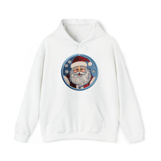 Santa Chenille Patch: Christmas Festive Holiday Design - Unisex Heavy Blend™ Hooded Sweatshirt