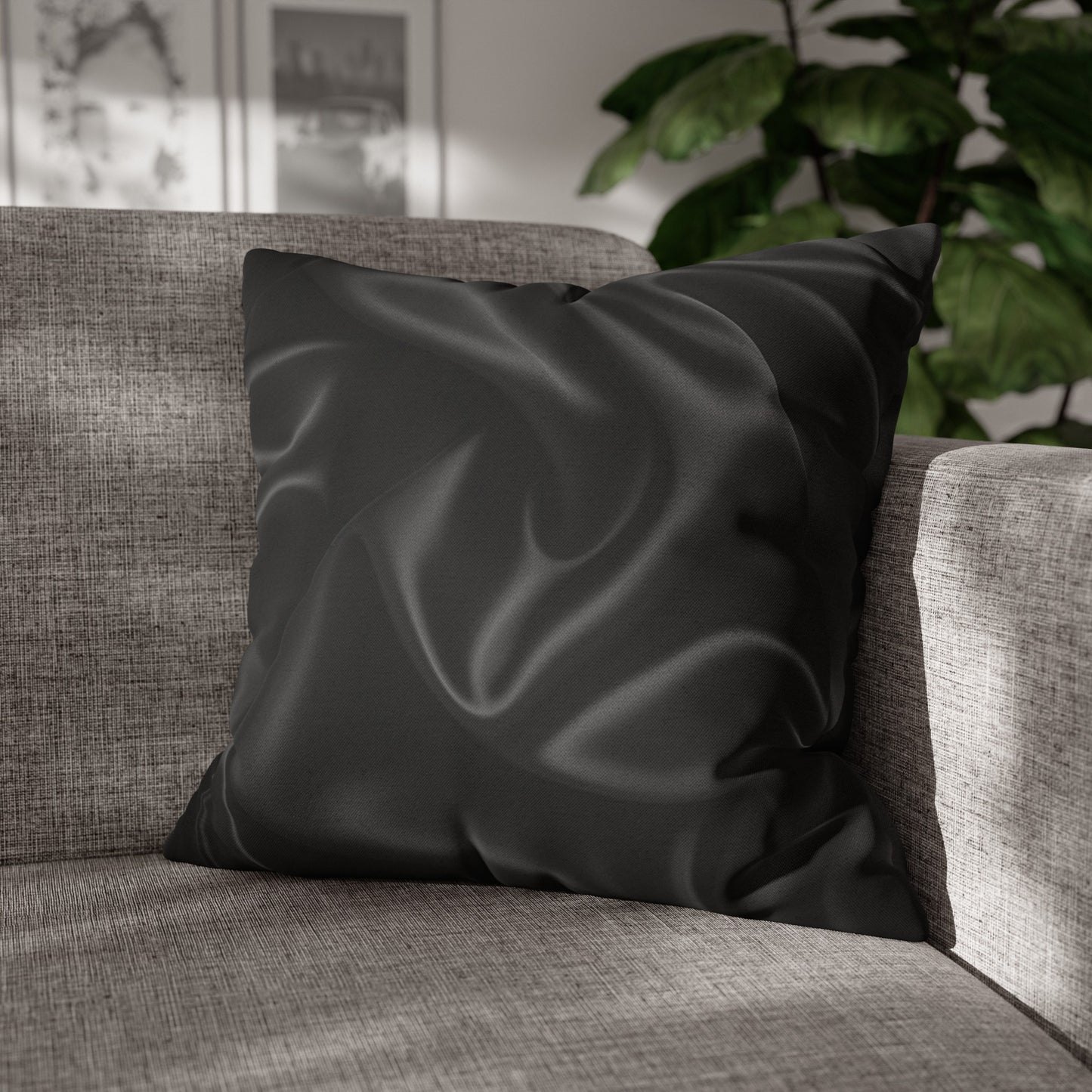 Black Silk, Spun Polyester Square Pillowcase