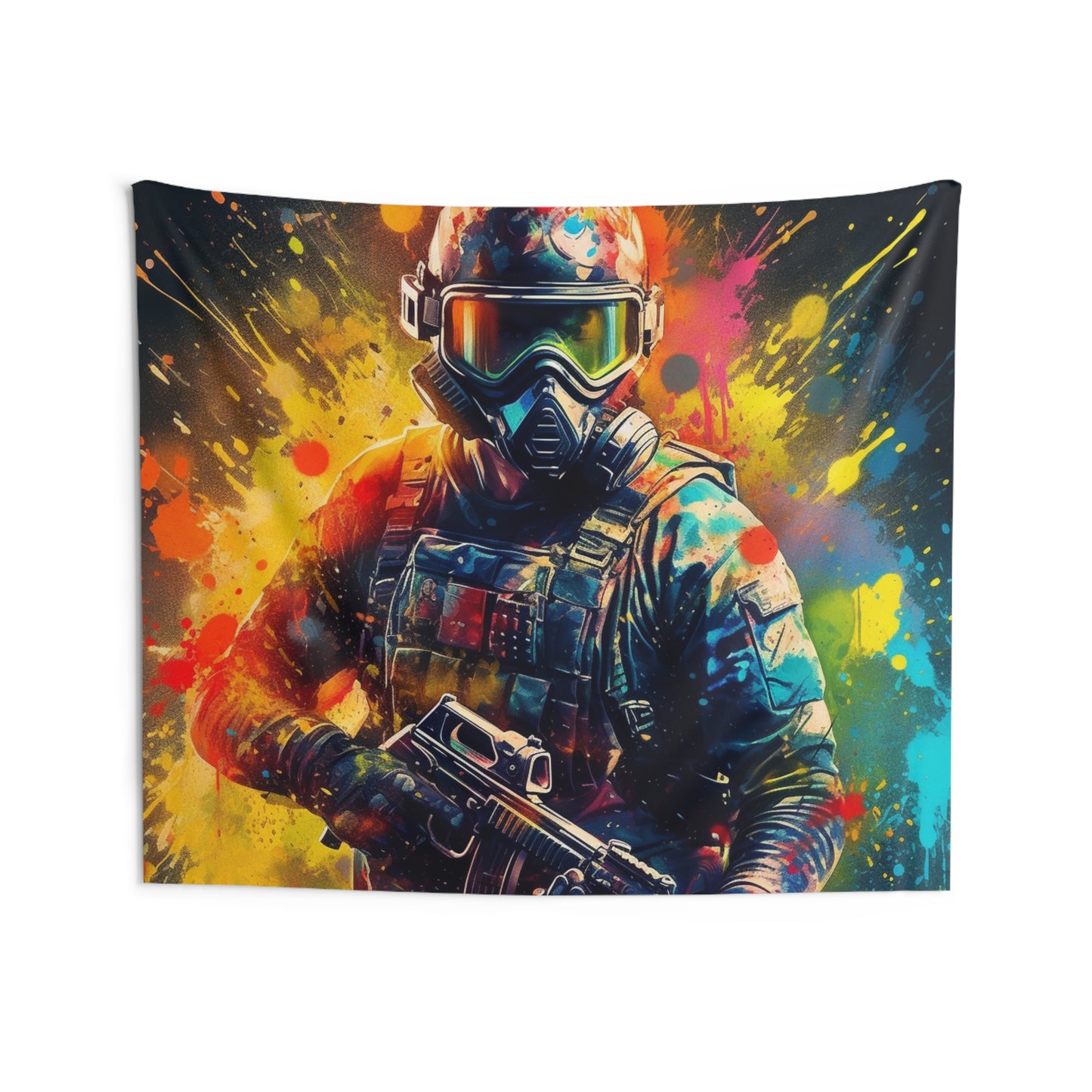 Paintball Game Sport: Professional Action Shot Target Player - Indoor Wall Tapestries