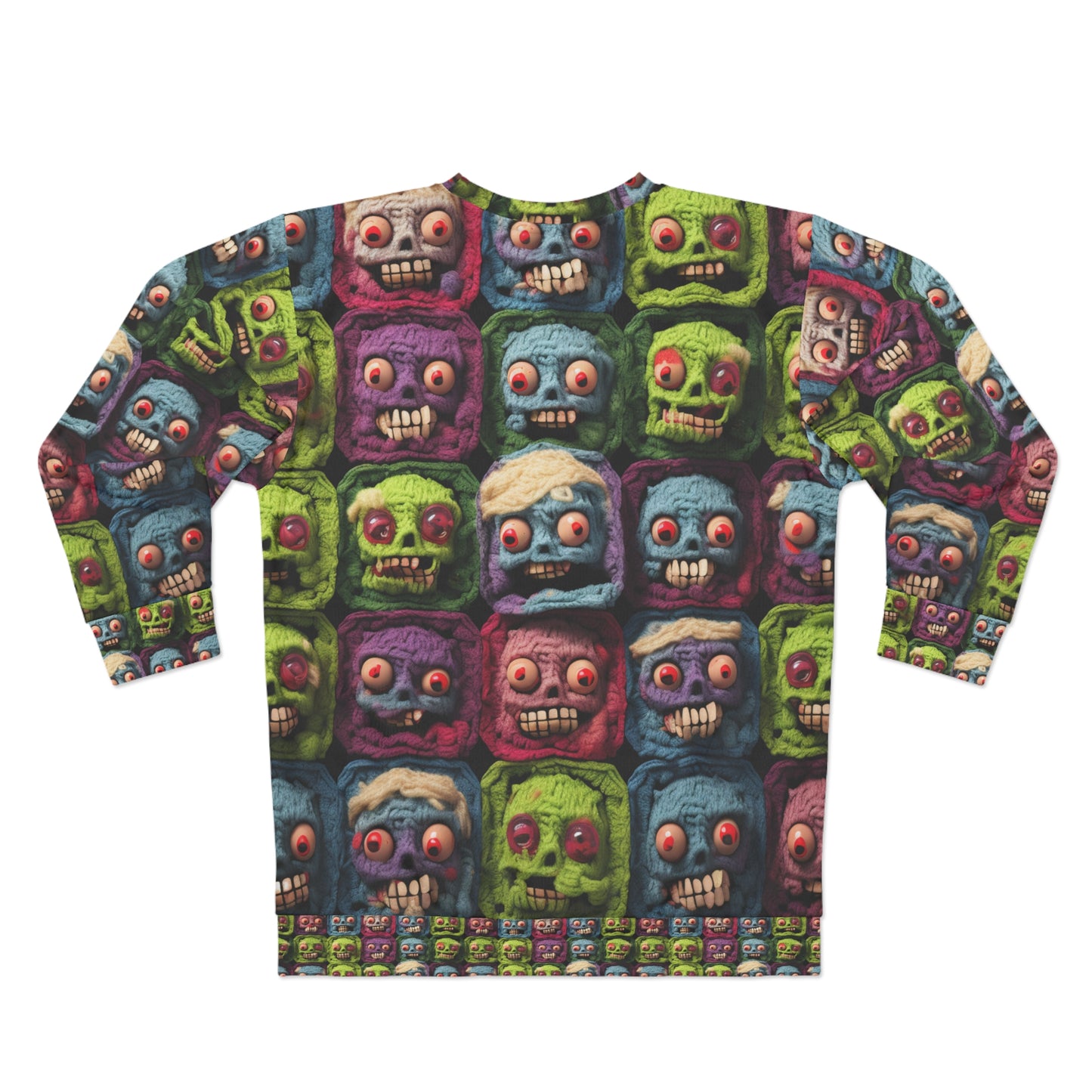 Zombie Crochet Halloween Spooky Holiday Festive Horror Living Dead - Unisex Sweatshirt (AOP)