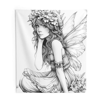 Garden Fairy Line Fantasy Art - Indoor Wall Tapestries