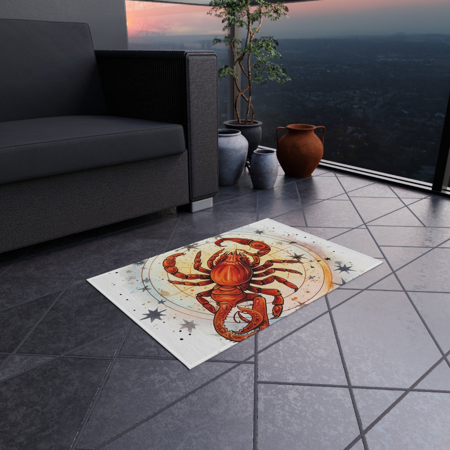 Prickly Scorpio Astrology - Sharp Zodiac Scorpion Celestial Horoscope - Outdoor Rug