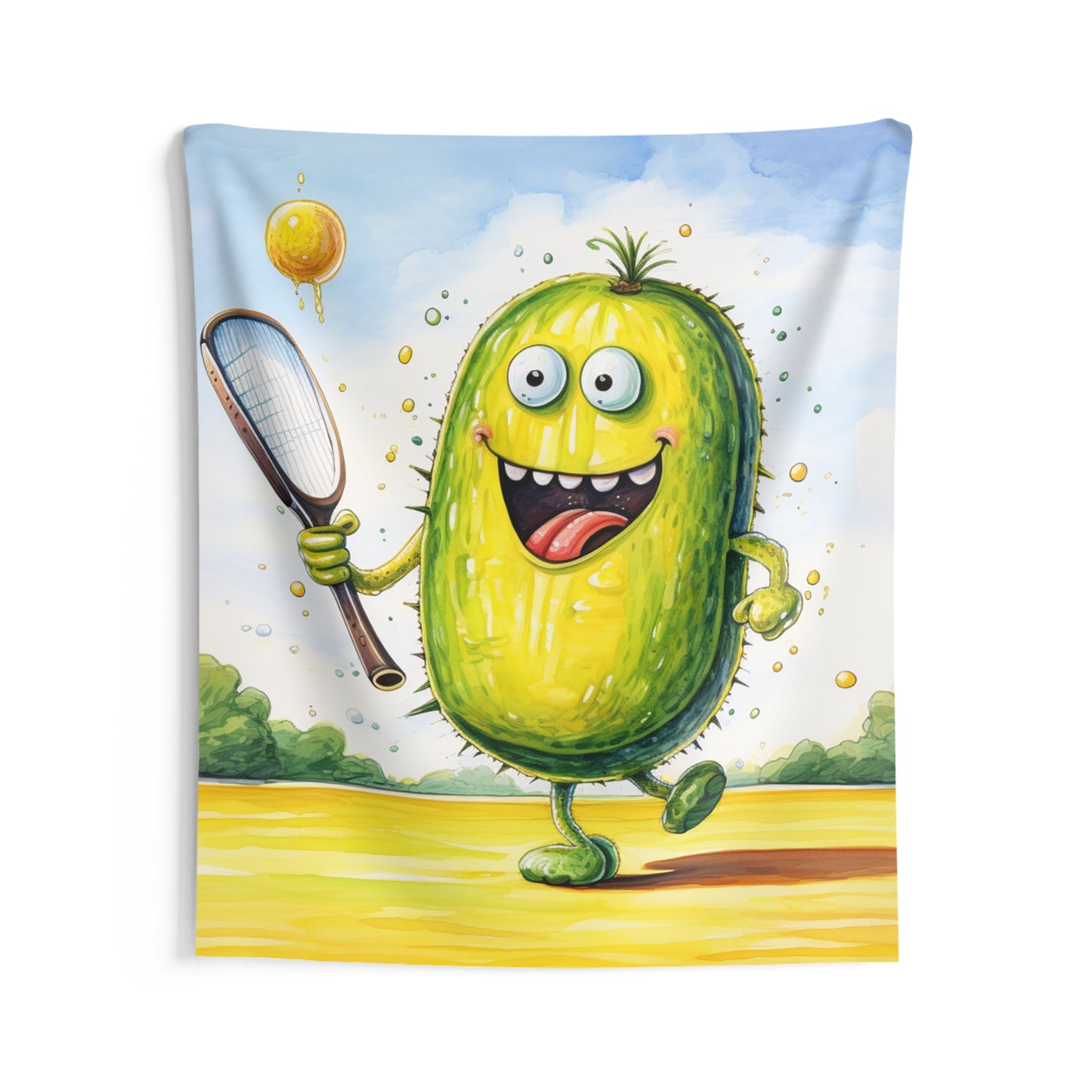 Pickleball Sport: Athletic Pickle Playing Game with Net and Paddle - Indoor Wall Tapestries