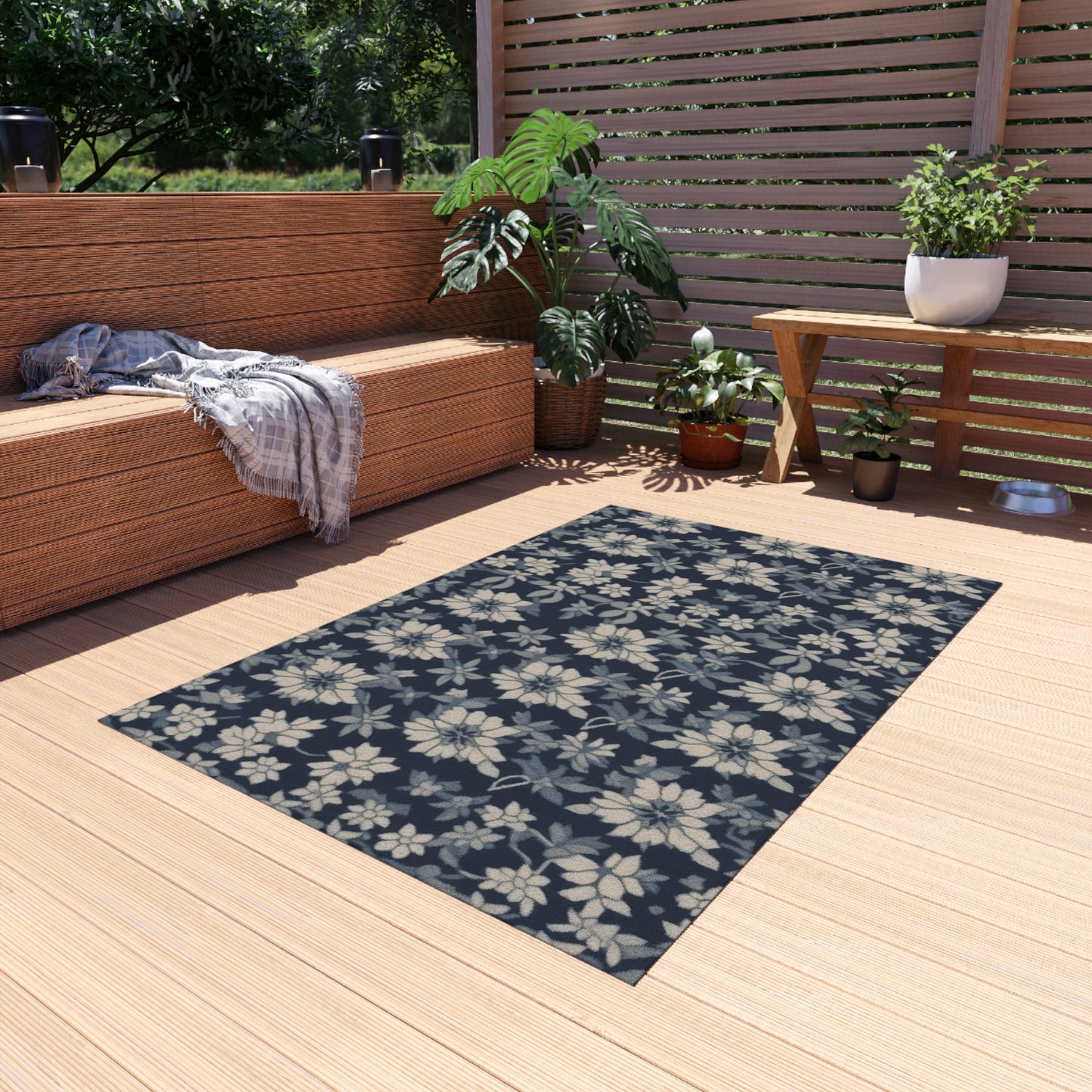 Cassidy-Inspired Floral Indoor/Outdoor Rug - Large, Washable Area Rugs or Door Mat