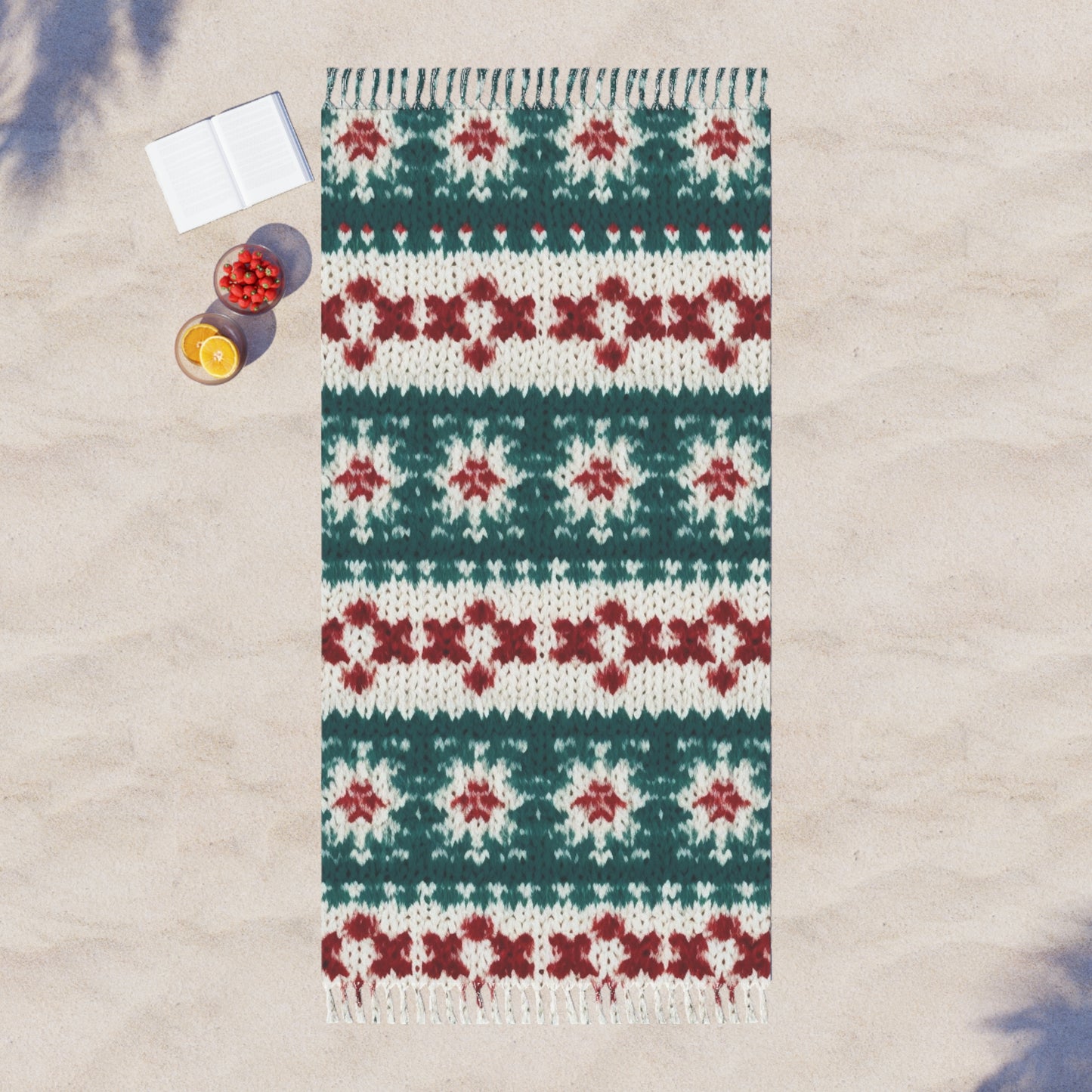 Christmas Knit Crochet Holiday, Festive Yuletide Pattern, Winter Season - Boho Beach Cloth