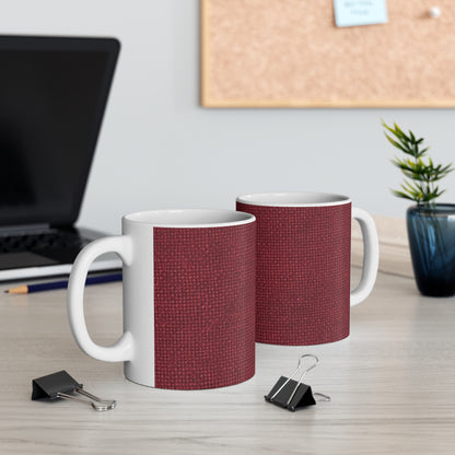 Seamless Texture - Maroon/Burgundy Denim-Inspired Fabric - Ceramic Mug 11oz