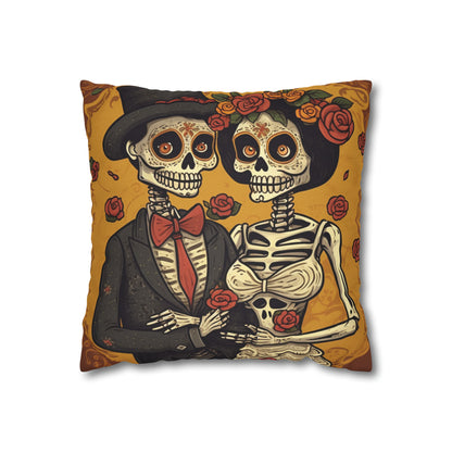 Halloween Wedding Marriage, Bride & Groom - Forever Soulmates - Spun Polyester Square Pillow Case