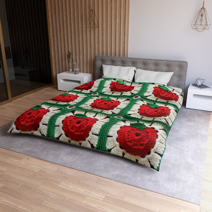 Apple Granny Square Crochet Pattern: Wild Fruit Tree, Delicious Red Design - Microfiber Duvet Cover