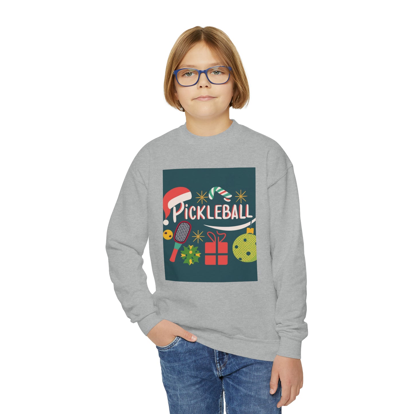 Pickleball regalo para Navidad – Sudadera con cuello redondo para jóvenes 