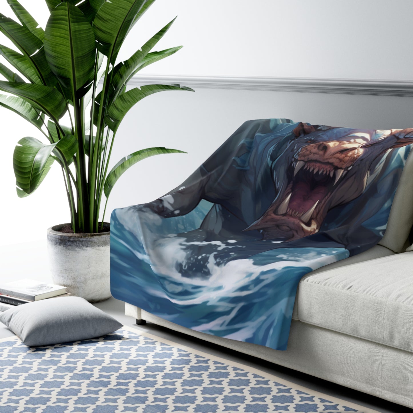 Bull Shark Fusion: Water Fantasy - Hybrid Ocean Marine Animal - Sherpa Fleece Blanket