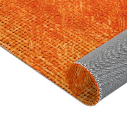 Burnt Orange/Rust: Denim-Inspired Autumn Fall Color Fabric - Area Rugs