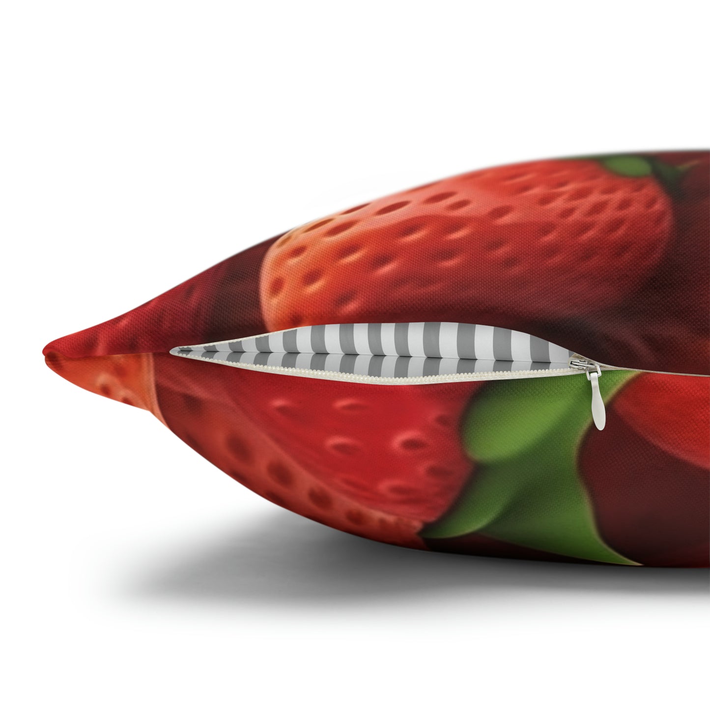 Garden Strawberries- Wild Sweet Gourmet - Farm Growing Ripe Red Fruit -Spun Polyester Square Pillow Case