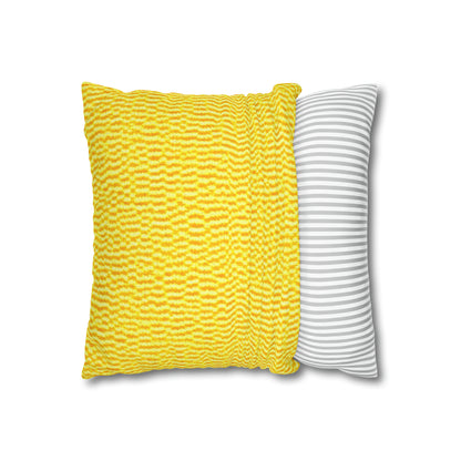 Sunshine Yellow Lemon: tela alegre e inspirada en la mezclilla - Funda de almohada cuadrada de poliéster hilado 