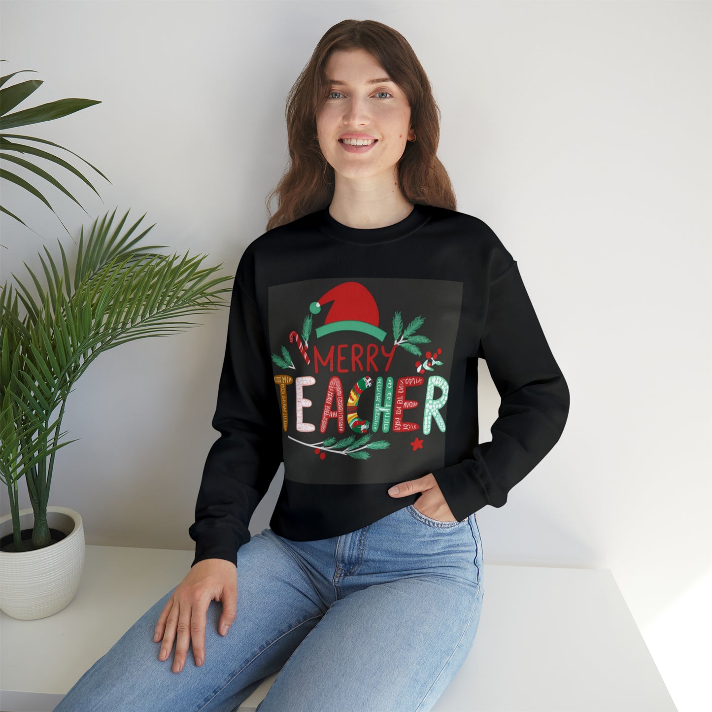 Merry Teacher Winter Holiday - Unisex Heavy Blend™ Crewneck Sweatshirt