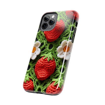 Strawberry Field Crochet - Forever Forest Greens - Fruit Berry Harvest Crop - Tough Phone Cases