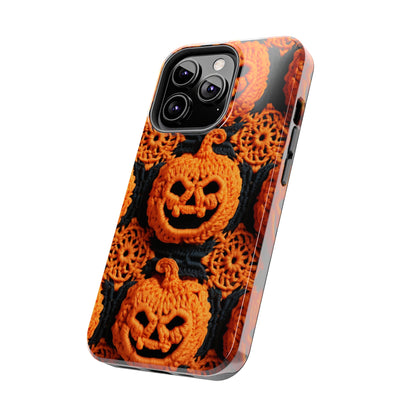 Halloween Crochet Pumpkin Scary Horror Festive Holiday Pattern - Tough Phone Cases