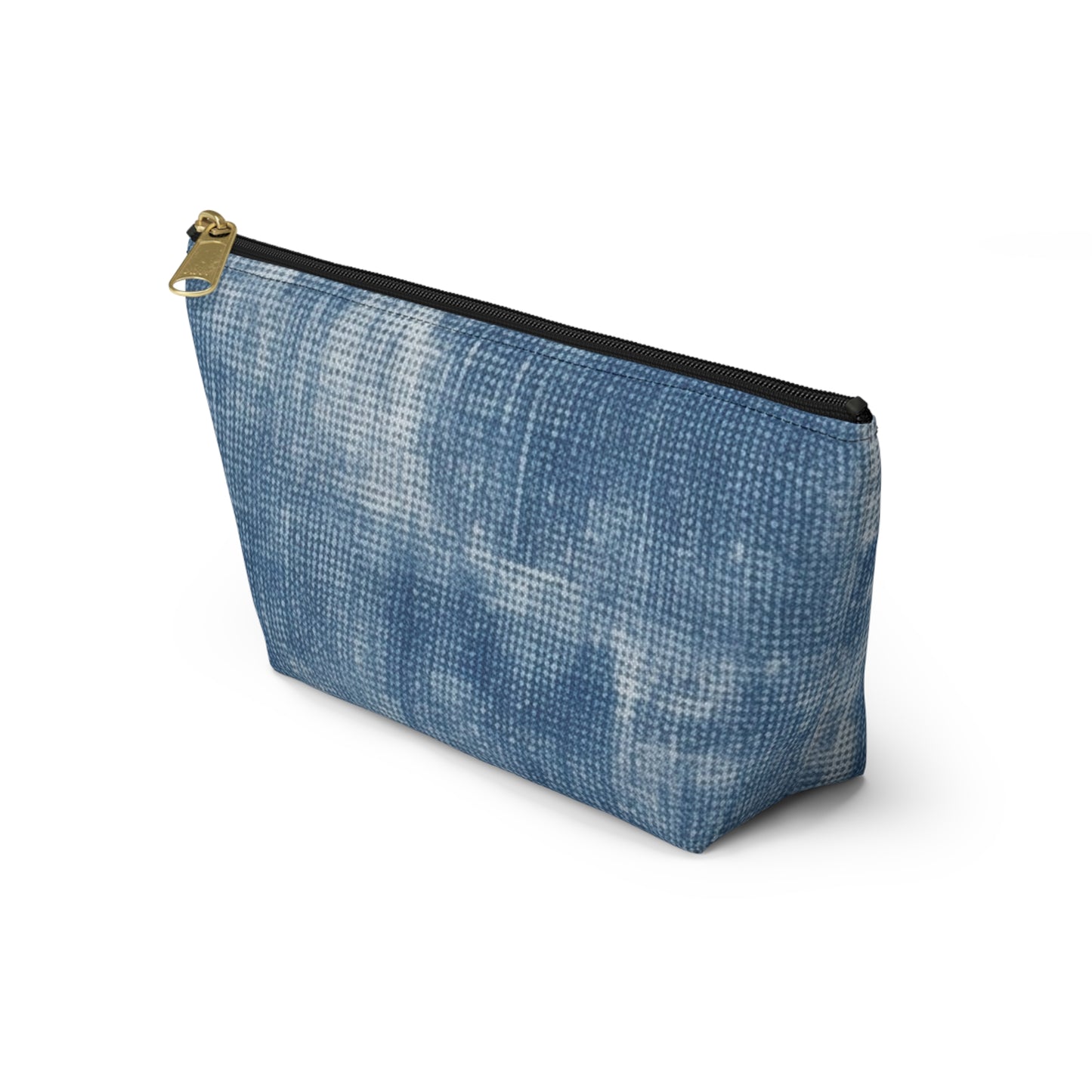 Faded Blue Washed-Out: Denim-Inspired, Style Fabric - Accessory Pouch w T-bottom