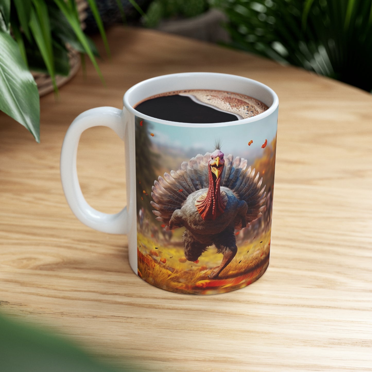 Thanksgiving Trot Turkey Run Athlete Sprint Racer Holiday Feast Dinner - Ceramic Mug 11oz