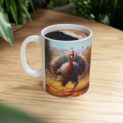 Thanksgiving Trot Turkey Run Athlete Sprint Racer Holiday Feast Dinner - Ceramic Mug 11oz