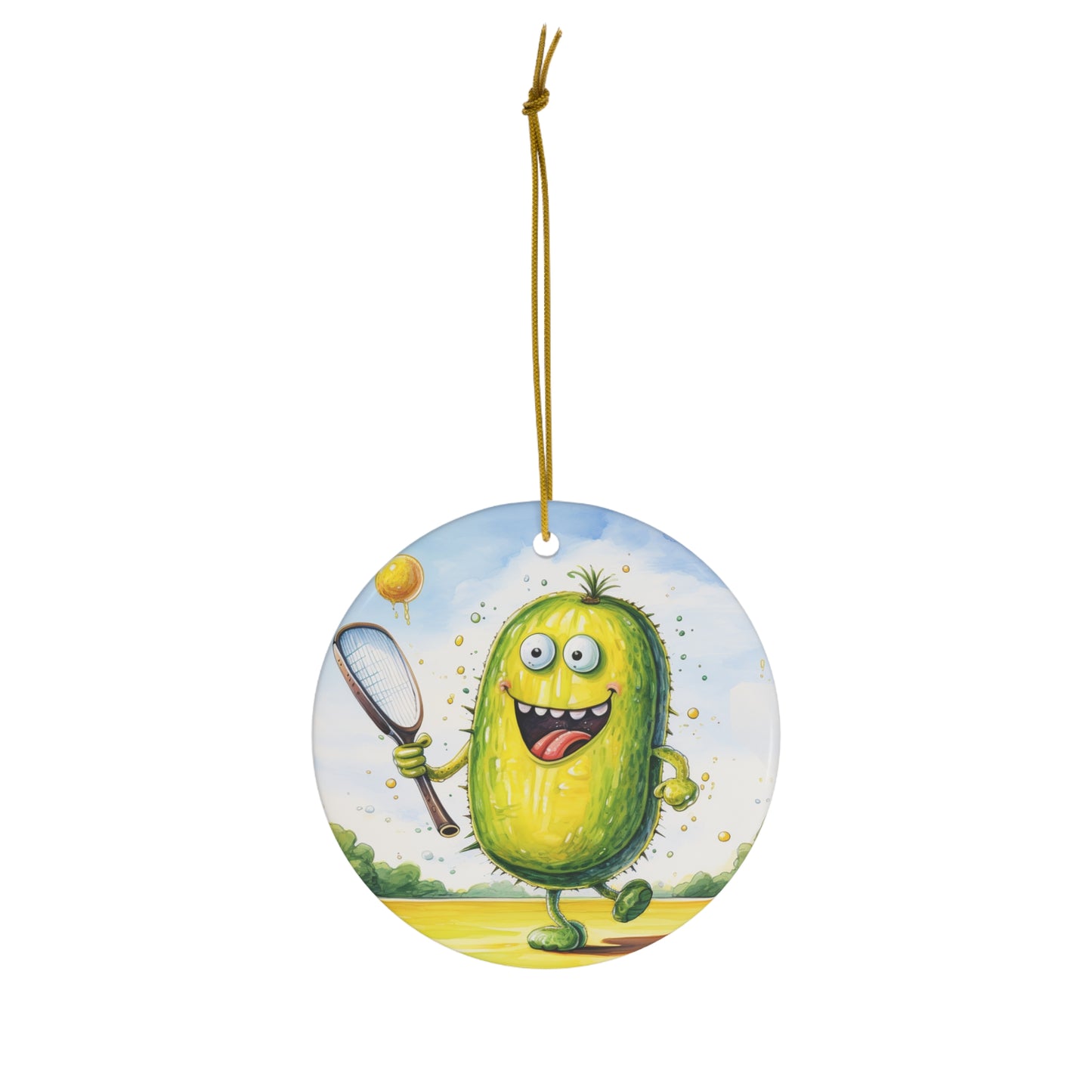 Pickleball Sport: Athletic Pickle Playing Game with Net and Paddle - Ceramic Ornament, 4 Shapes