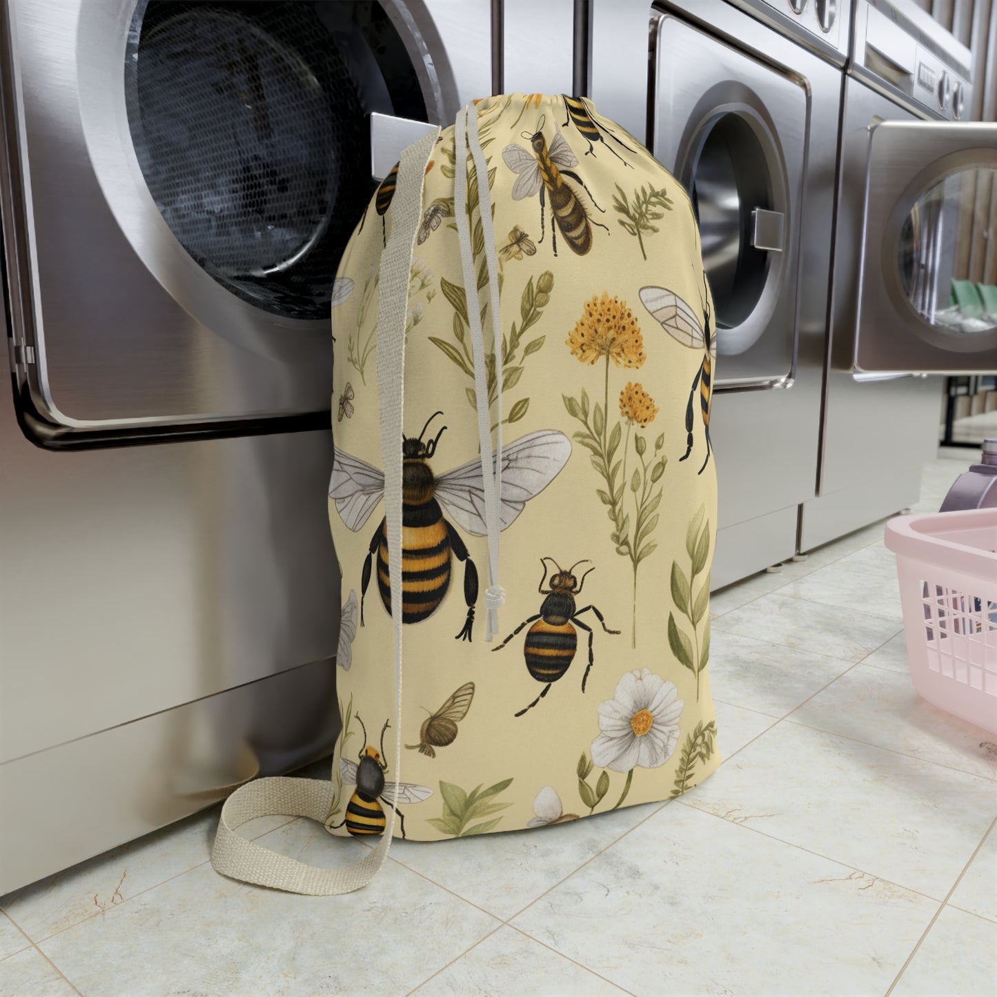 Whimsical Bees & Honeycombs Nature-Friendly Pattern Design Laundry Bag