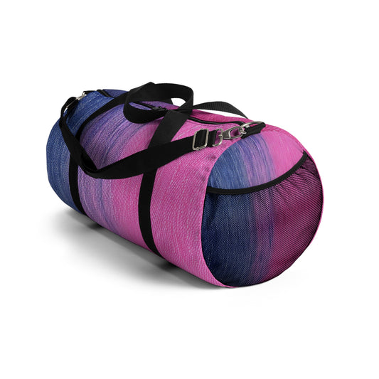 Dual Delight: Half-and-Half Pink & Blue Denim Daydream - Duffel Bag