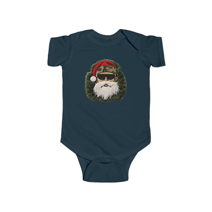 Camo Santa Chenille Patch - Military Christmas Decor - Marine Badge - Infant Fine Jersey Bodysuit