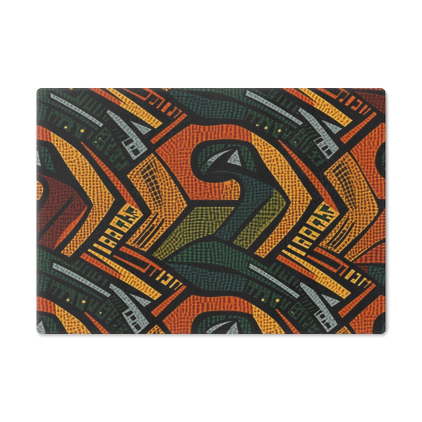 1960-1970s Style African Ornament Textile - Bold, Intricate Pattern - Cutting Board