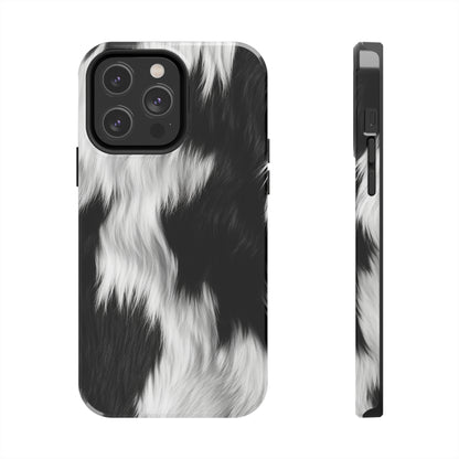 Cowhide on Hair Leather - Black and White - Designer Style - Tough Phone Cases