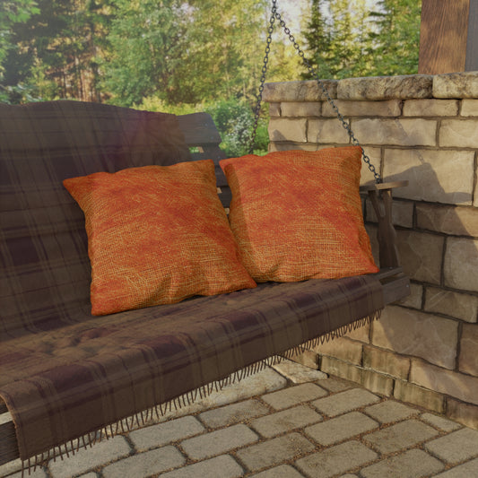 Burnt Orange/Rust: Denim-Inspired Autumn Fall Color Fabric - Outdoor Pillows