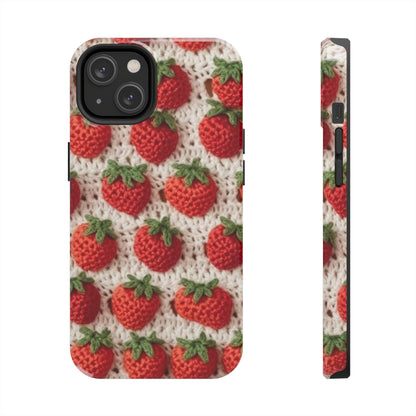 Strawberry Traditional Japanese, Crochet Craft, Fruit Design, Red Berry Pattern - Tough Phone Cases