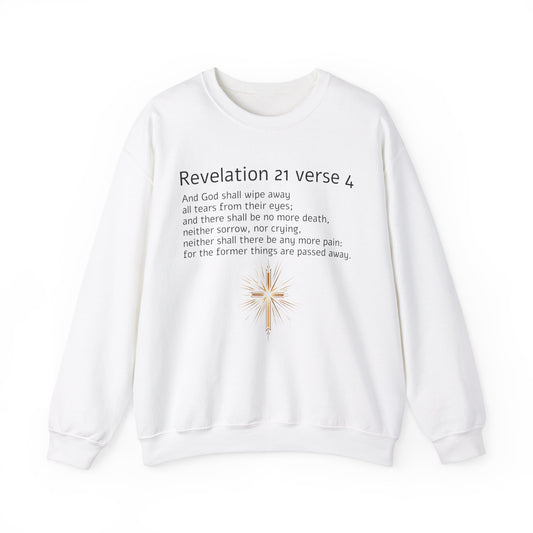 Revelation 21 Verse 4, Christian Gift, Unisex Heavy Blend™ Crewneck Sweatshirt