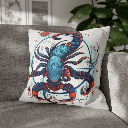 Cute Scorpio Zodiac Sign - Big Claws, Long Tail Cosmic Astrology Symbol - Spun Polyester Square Pillow Case