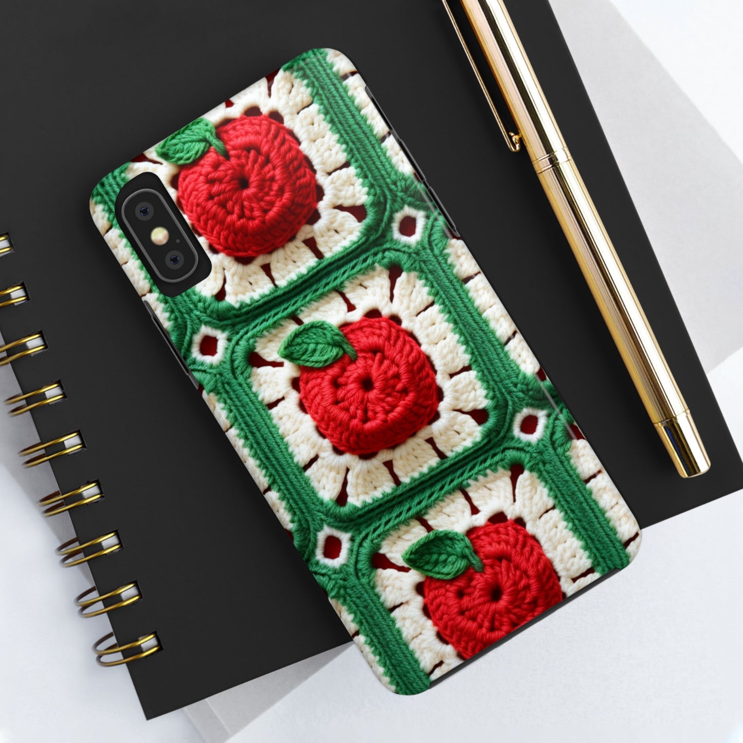 Apple Granny Square Crochet Pattern: Wild Fruit Tree, Delicious Red Design - Tough Phone Cases