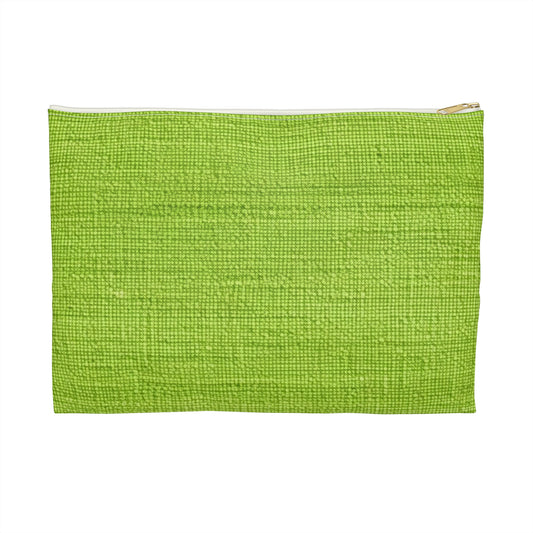 Lush Grass Neon Green: Denim-Inspired, Springtime Fabric Style - Accessory Pouch