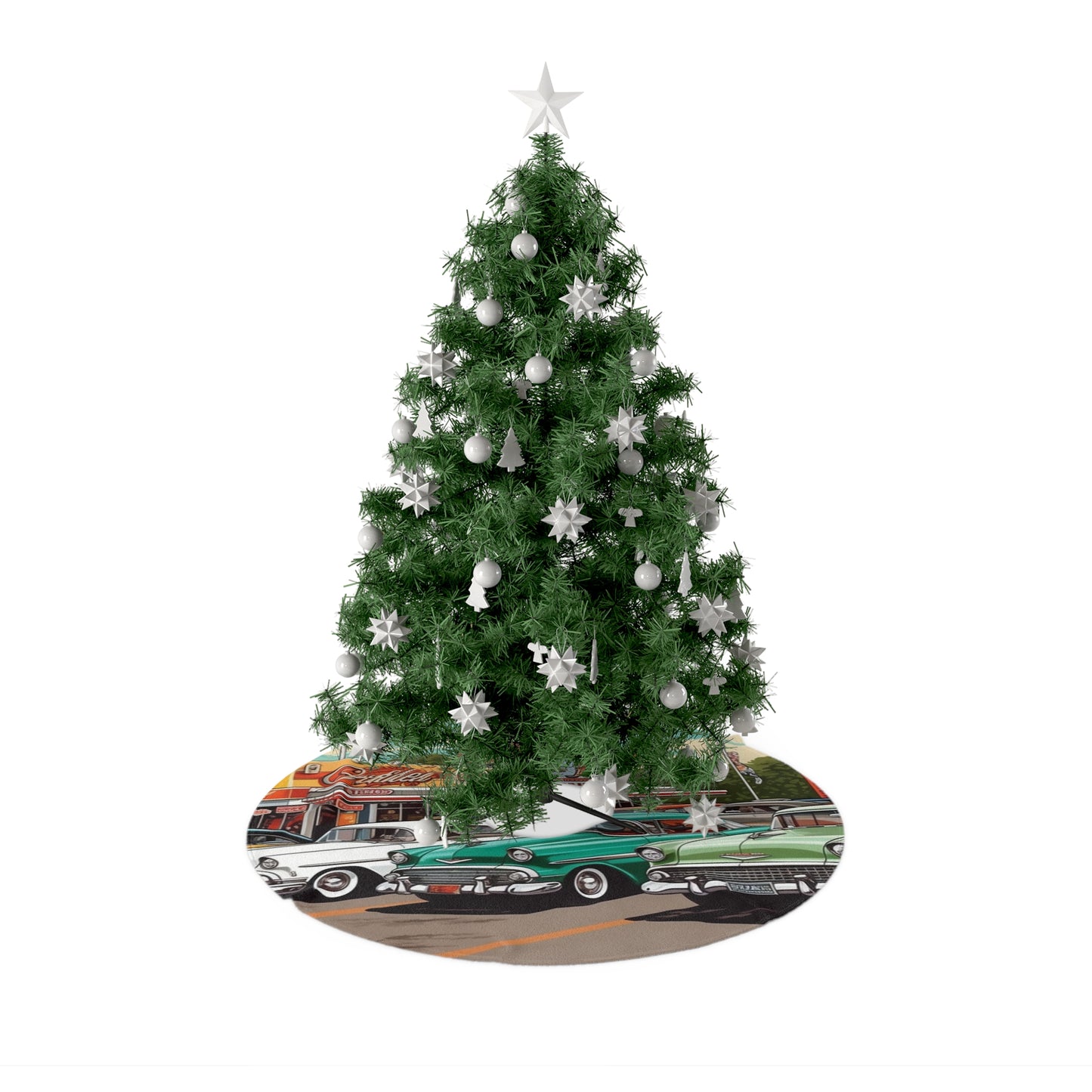 Colección de coches clásicos de los años 50, obras de arte retro - Faldas para árboles de Navidad 