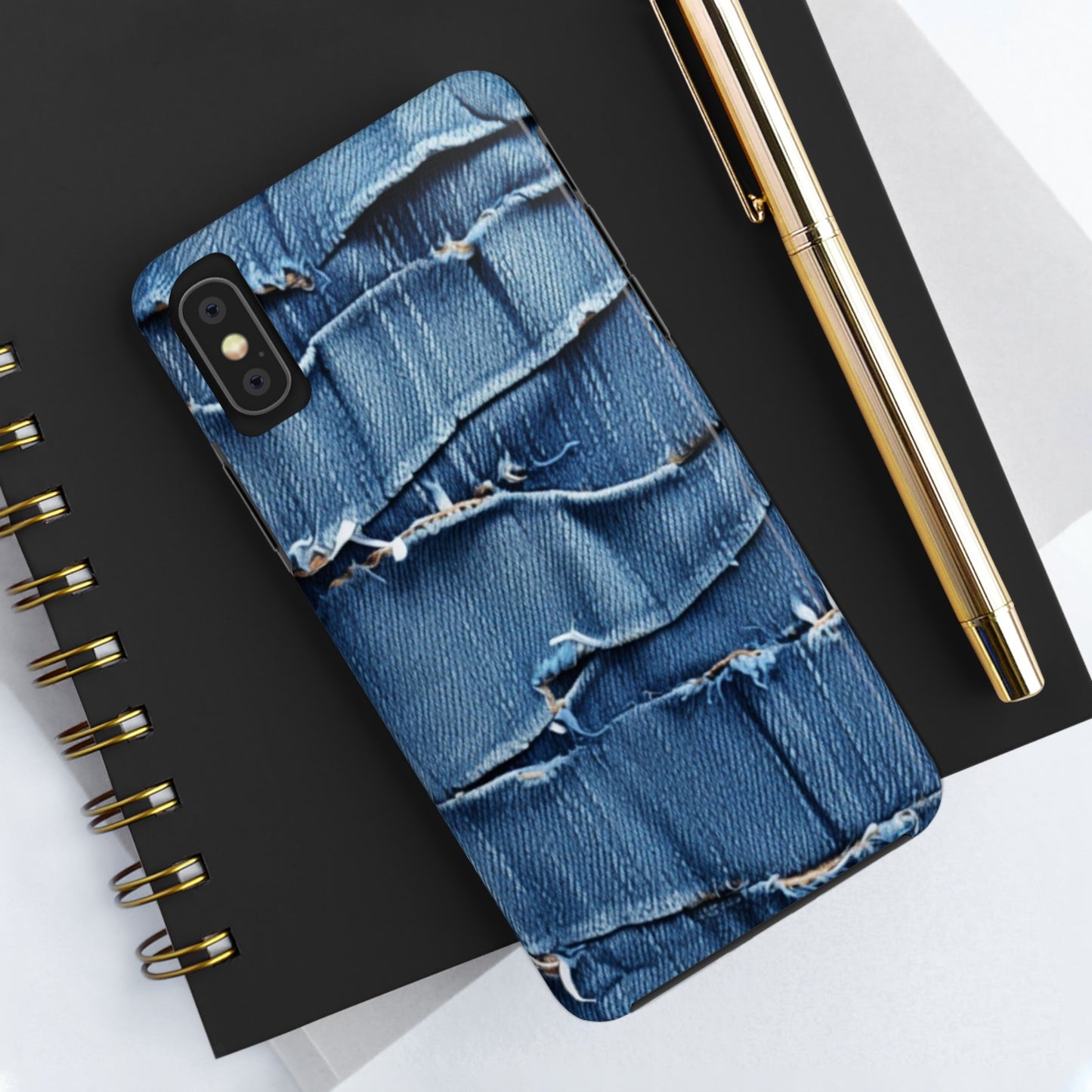 Midnight Blue Distressed Denim: Rugged, Torn & Stylish Design - Tough Phone Cases